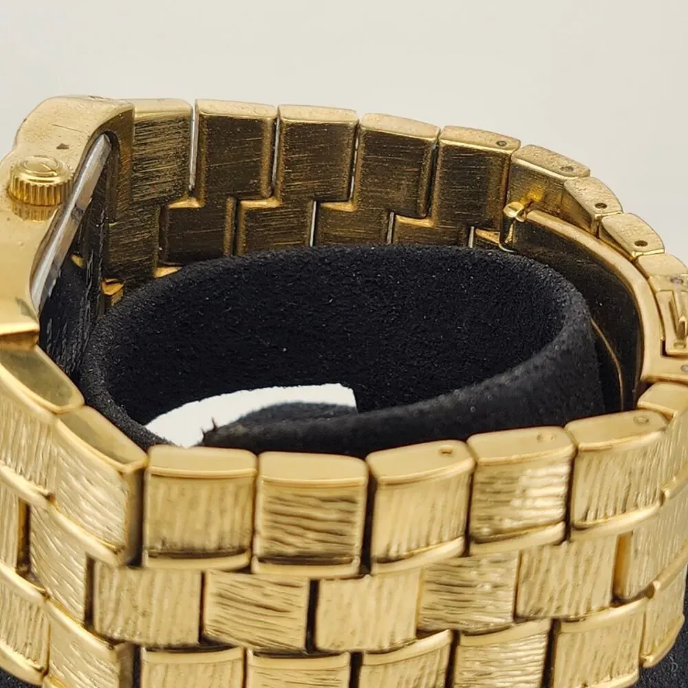 Elgin Gold Tone Diamond Accent Rectangle Dial Quartz Watch Base Metal Band